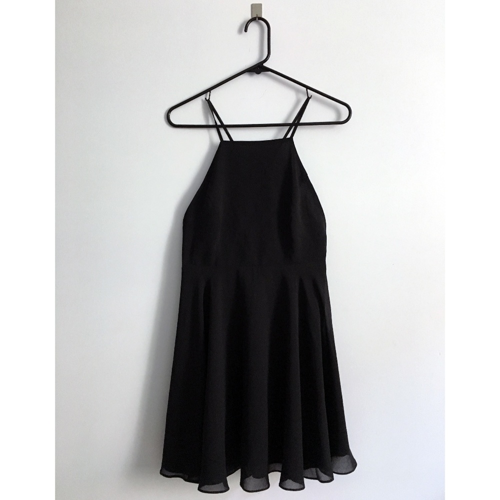SILENCE+NOISE backless skater dress | black mini
